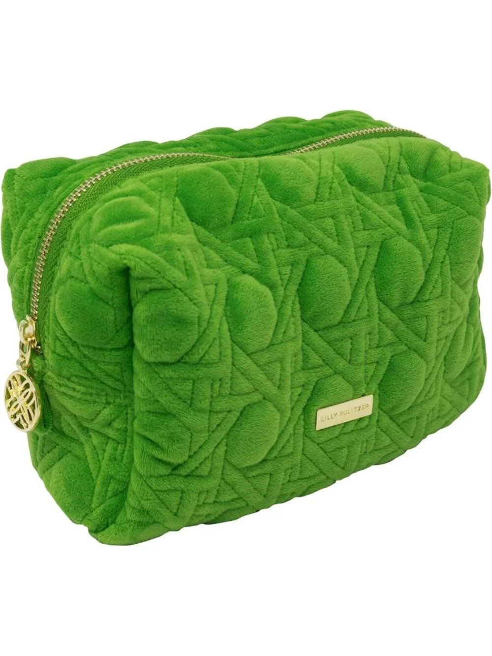 Set of 2 Gold Quilted Cosmetic Pouches - Cute Travel Toiletry Bags for Women